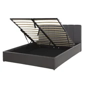 Łóżka - Beliani Łóżko z pojemnikiem ekoskóra 140 x 200 cm szare DREUX - miniaturka - grafika 1