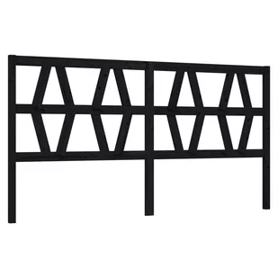 Lumarko Wezgłowie łóżka, czarne, 206x4x100 cm, lite drewno sosnowe - Inne meble do sypialni - miniaturka - grafika 3