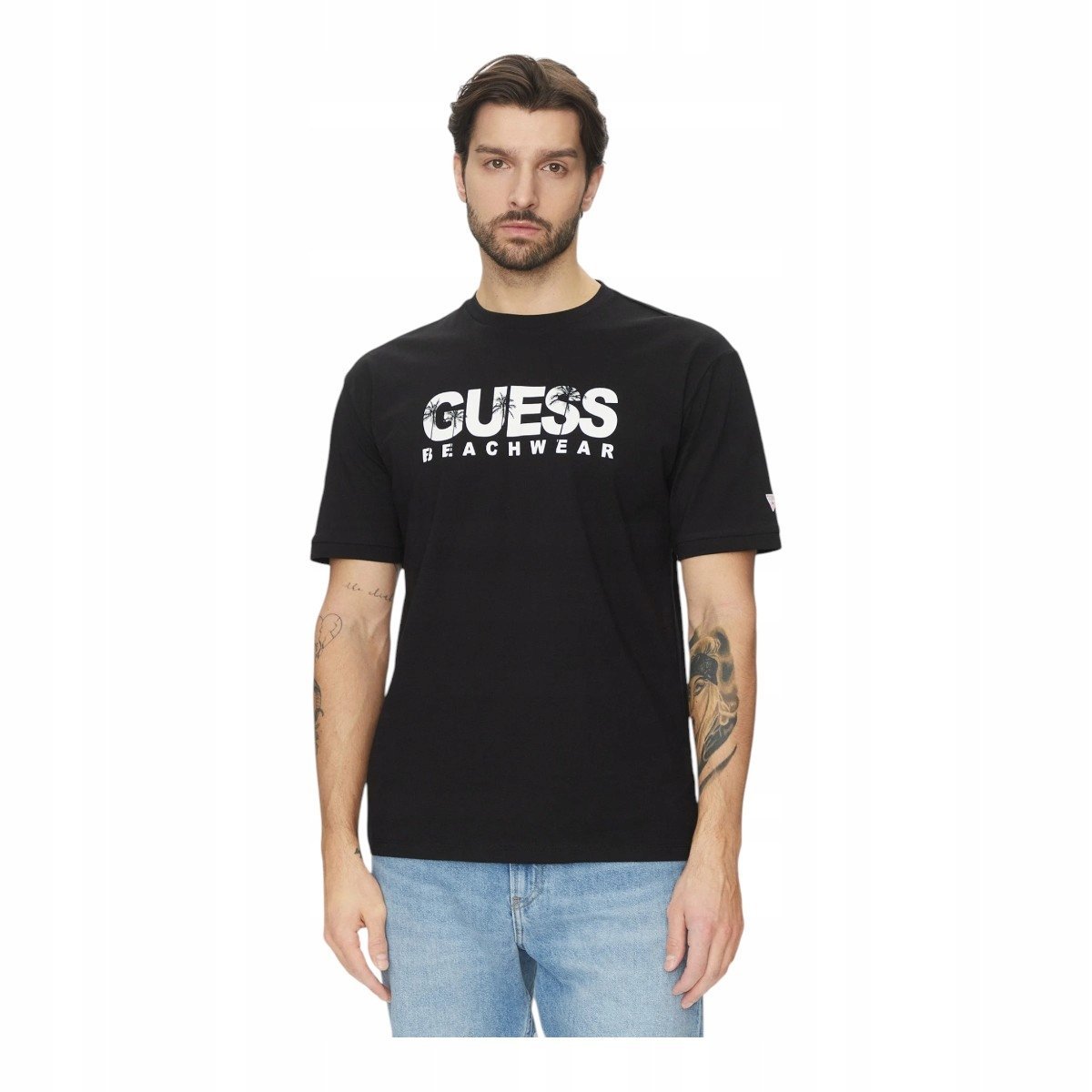 GUESS KOSZULKA MĘSKA T-SHIRT SS CN GUESS LOGO TEE CZARNA r.XL