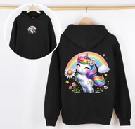 Bluzy dla dziewczynek - CZARNA Bluza z kapturem dla dziewczynki wzór uni3 - miniaturka - grafika 1