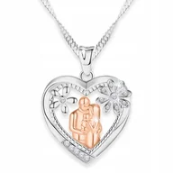 Naszyjniki - Naszyjnik Srebrny Rodzina z Cyrkoniami Kwiaty Mama Dziecko SREBRO 925 - miniaturka - grafika 1