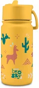 Butelki dla niemowląt - Brosky Kids Żólta butelka na wodę dla dzieci w lamy 450ml - miniaturka - grafika 1