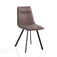 Krzesła - Zestaw 4 krzeseł DIAMOND – postarzana szara skóra, czarna stal, do wnętrz - miniaturka - grafika 1