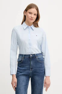 Tommy Hilfiger koszula damska kolor niebieski regular z kołnierzykiem klasycznym WW0WW47169 - Koszule damskie - miniaturka - grafika 1