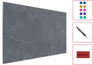 Biuro i firma OUTLET - OUTLET Tablica magnetyczna metalowa MARMUR ANTRACYT SZARY 60x40cm MetalBoards blacha z nadrukiem na wszystkie rodzaje magnesów + zestaw akcesoriów GRA - miniaturka - grafika 1