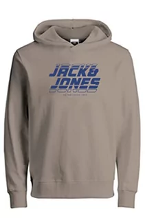 Bluzy dla chłopców - Jack & Jones Junior Chłopięca bluza z kapturem Jcoelliot Sweat Hood FST Jnr, Cobblestone, 128 - grafika 1