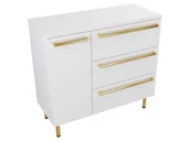 Szafki łazienkowe - Szafka Stojąca Z Blatem ATH 90 cm D Prawa - Biały Mat - Uchwyty Złote Polerowane - miniaturka - grafika 1