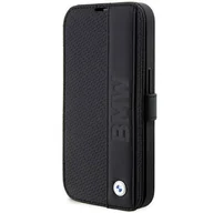 Etui i futerały do telefonów - Etui BMW BMBKP14X22RDPK iPhone 14 Pro Max 6,7" czarny/black bookcase Leather Textured&Stripe - miniaturka - grafika 1