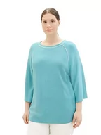Swetry damskie - TOM TAILOR Damski sweter ze strukturą, 33158-letni turkusowy melanż, XXXL, 33158-letni morski melanż, 3XL - miniaturka - grafika 1