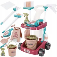 Zabawy w naśladowanie dorosłych - 2 x WÓZEK ZESTAW DO SPRZĄTANIA WIADERKO ODKURZACZ MOP - miniaturka - grafika 1