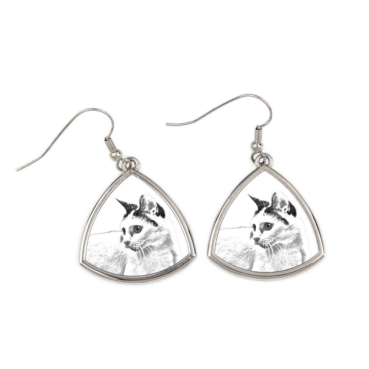 Japoński bobtail - kolczyki z kotem, wiszące kolczyki ze zdjęciem, personalizowana biżuteria z nadrukiem marki Art-Dog