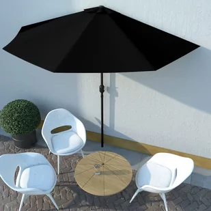 vidaXL Półparasol balkonowy, aluminiowy słupek, czarny, 300x150x253 cm vidaXL - Parasole ogrodowe - miniaturka - grafika 1