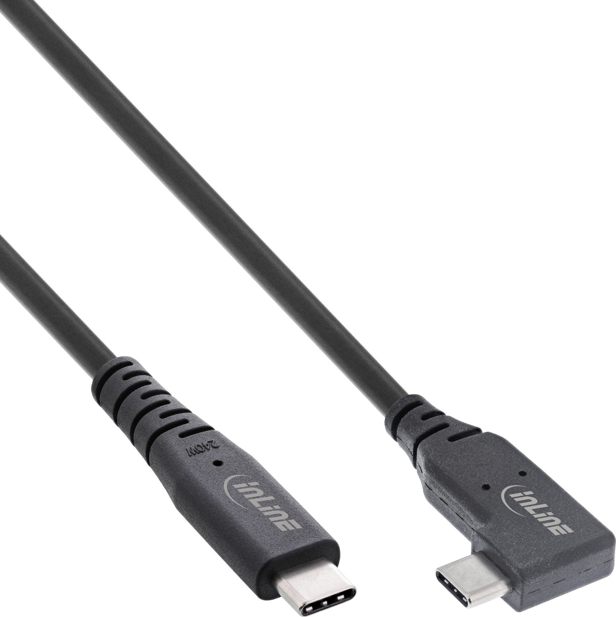 Kabel USB InLine InLine® USB4 cable, USB Type-C, one side angled, PD 240W, 8K60Hz, TPE black, 0.5m