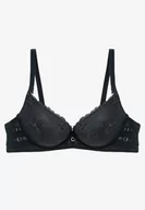 Biustonosze - Ciemnozielony Koronkowy Biustonosz Push-Up Regulowanych Ramiączkach Yloena - miniaturka - grafika 1