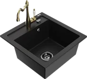 Zlewozmywaki z baterią - Mexen Vito zlewozmywak granitowy 1-komorowy z baterią kuchenną Carla, czarny - 6503-77-670700-50-B - miniaturka - grafika 1