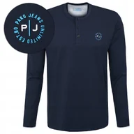 Koszulki męskie - LONGSLEEVE męski koszulka z długim rękawem bawełniana LEVEL granatowa XXXL - miniaturka - grafika 1