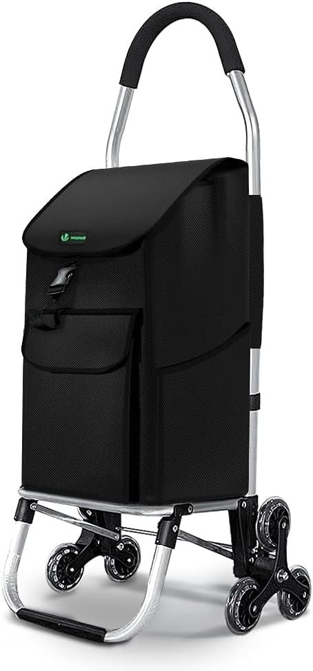 WÓZEK NA ZAKUPY SKŁADANY Z ODPINANĄ TORBĄ LEKKI I NOWCZESNY PREMIUM CZARNY