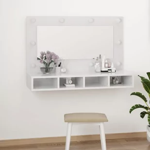 Lumarko Szafka z lustrem i LED, biała z połyskiem, 90x31,5x62 cm - Toaletki - miniaturka - grafika 13