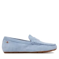 Mokasyny damskie - Mokasyny Tommy Hilfiger Flag Soft Suede Driver Loafer FW0FW08558 Niebieski - miniaturka - grafika 1