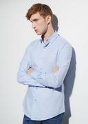 Koszule męskie - Niebieska koszula męska slim - miniaturka - grafika 1