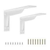 Zawiasy, okucia i inne akcesoria - 2 sztuki wytrzymałych metalowych wsporników półkowych w kształcie litery L, mocowanych do ściany, w kolorze białym, 30 cm - miniaturka - grafika 1