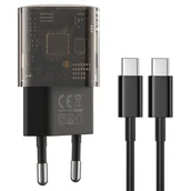 Ładowarki do telefonów - XO Clear ładowarka sieciowa CE05 PD 30W QC 3.0 18W 1x USB 1x USB-C dymiona + kabel USB-C - USB-C - miniaturka - grafika 1