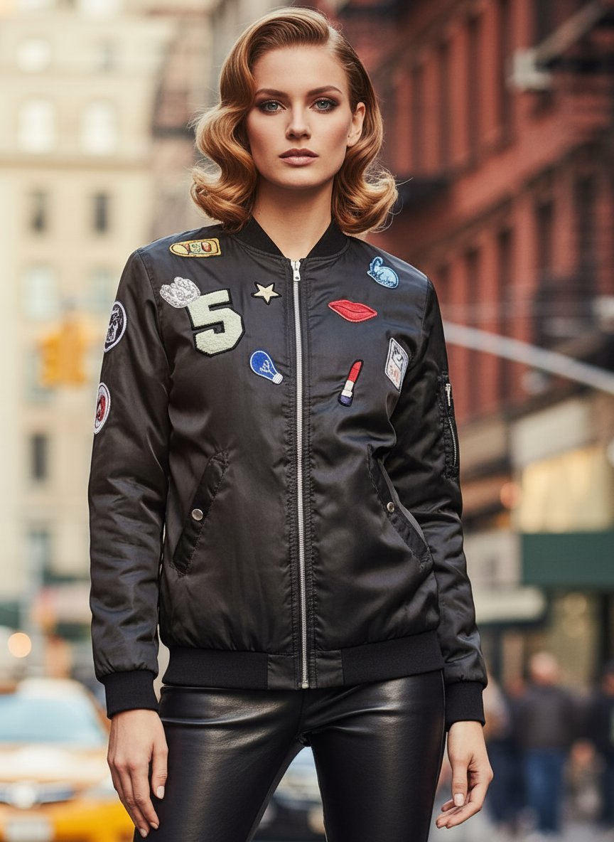 Kurtka Damska Bomber Jacket Bomberka Czarny #122 L