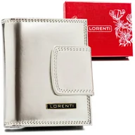 Portfele - Mały portfel ze skóry naturalnej metaliczny portfel na karty i dokumenty z ochroną RFID Lorenti, srebrny - miniaturka - grafika 1
