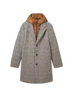 Płaszcze męskie - TOM TAILOR męski płaszcz wełniany, 32523 – beżowy brązowy wool Check, XL - miniaturka - grafika 1