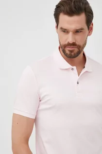 Koszulki męskie - Calvin Klein polo bawełniane kolor różowy gładki - grafika 1