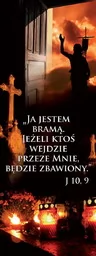 Baner na Wszystkich Świętych "Ja jestem bramą.." 75x200cm - Ikony i obrazy sakralne - miniaturka - grafika 1