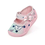 Kapcie damskie - Dziewczęce kapcie z nadrukiem w motylki i kokardką 3D różowe - miniaturka - grafika 1