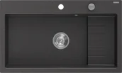 Zlewozmywaki - Mexen Omar zlewozmywak granitowy 1-komorowy 800 x 480 mm, czarny nakrapiany, syfon chrom - 6520801005-76 - miniaturka - grafika 1