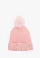 Czapki damskie - Czapka damska zimowa z cyrkoniami różowa - miniaturka - grafika 1