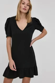 Sukienki - Silvian Heach sukienka kolor czarny midi prosta - grafika 1