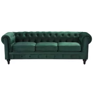 Sofy i kanapy - Beliani Sofa 3-osobowa welurowa zielona CHESTERFIELD - miniaturka - grafika 1