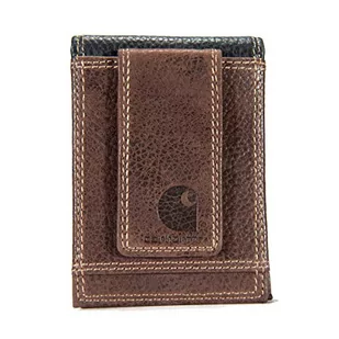 Carhartt Męski wytrzymały portfel dwustronny z przodu kieszeń, brązowy/czarny, Jeden rozmiar - Portfele - miniaturka - grafika 1