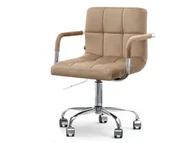 Fotele i krzesła biurowe - MŁODZIEŻOWY FOTEL BIUROWY BEŻOWE ELIS WELUR PODSTAWA CHROM - miniaturka - grafika 1