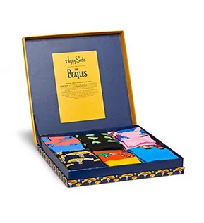 Skarpetki męskie - Happy Socks The Beatles Collector Box Set, kolorowe i zabawne, Skarpety dla kobiet i mężczyzn, Niebieski-Zielony-Pomarańczowy-Liliowy-Czerwony-Żółty 6 pary (36-40) - grafika 1