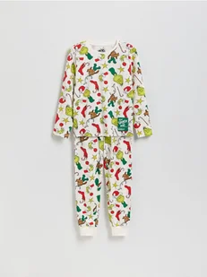 Reserved - Świąteczna piżama Grinch - złamana biel - Skarpetki dla dzieci - miniaturka - grafika 1