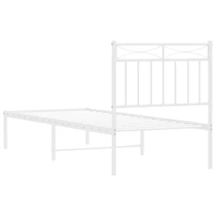 Metalowa rama łóżka z wezgłowiem, biała, 75x190 cm Lumarko! - Łóżka - miniaturka - grafika 6