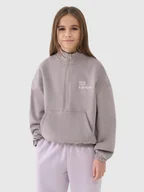 Bluzy dla dziewczynek - 4F Bluza dresowa nierozpinana bez kaptura dziewczęca - beżowa 128 (7-8 lat) - miniaturka - grafika 1