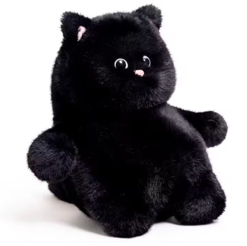 Maskotka pluszak śmieszny czarny gruby kot kotek 35 cm