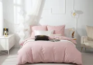 Pościel - Elegancki zestaw pościeli z mikrofibry Queen 160x200 cm w kolorze różowym ze złotą lamówką - miniaturka - grafika 1