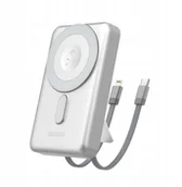 Powerbanki - Dudao K29 10000mAh PD 20W z MagSafe z metalową obudową, podstawką i wbudowanymi kablami USB-C/Lightning - srebrny - miniaturka - grafika 1