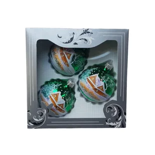 Zestaw bombek szklanych DEKOR III 8 cm 3 sztuki mix - Bombki - miniaturka - grafika 1