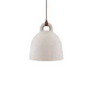Lampy sufitowe - Kremowa lampa wisząca Bell S z brązowym przewodem - miniaturka - grafika 1