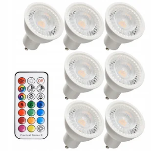 Zestaw 7 x żarówka gu10 Rgb neutralna z pilotem - Żarówki tradycyjne - miniaturka - grafika 1