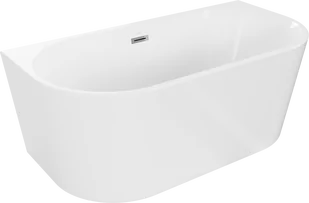 Mexen Oval wanna wolnostojąca przyścienna 150 x 75 cm, biała, przelew chrom - 52671507500-01 - Wanny - miniaturka - grafika 1