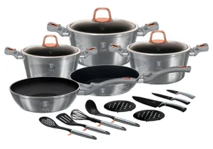 Zestaw srebrnych garnków 17 elementów E8-R65 - Zestawy garnków i patelni - miniaturka - grafika 1